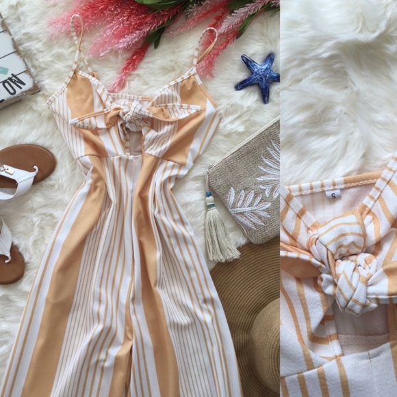 Marigold & Marabell Striped Tie Front Jumpsuit - Picture 7 of 7